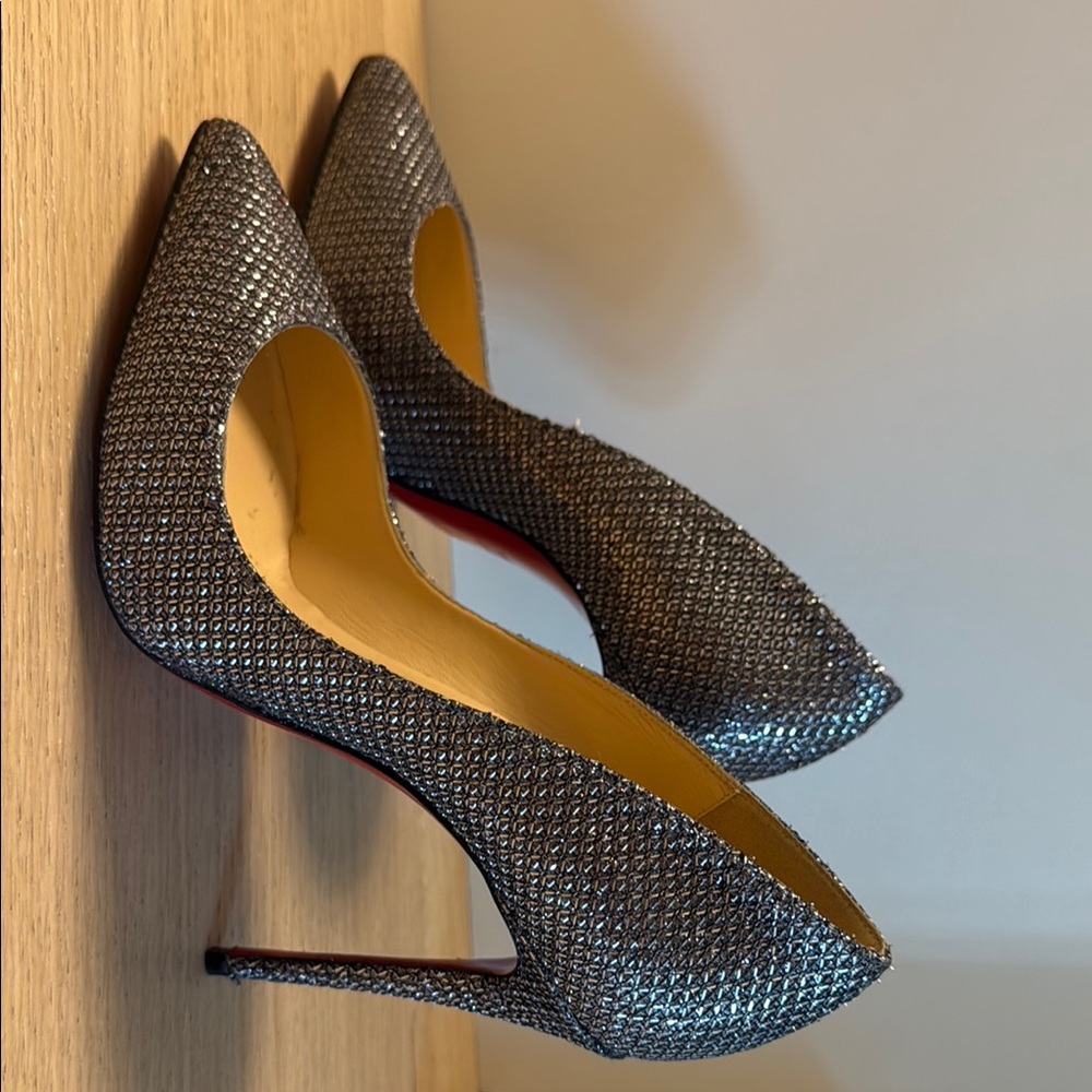 Silver Textured Christian Louboutin Stiletto Heels